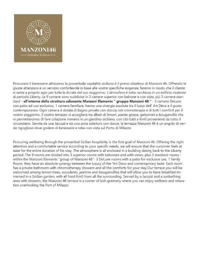 Bed and Breakfast Manzoni 46 - Ospitalita Siciliana Milazzo Exterior foto